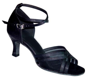 FeatherLite Dance Shoes Annabelle Black Satin and Mesh